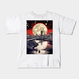 Full Sturgeon Moon Over Portland Oregon Kids T-Shirt